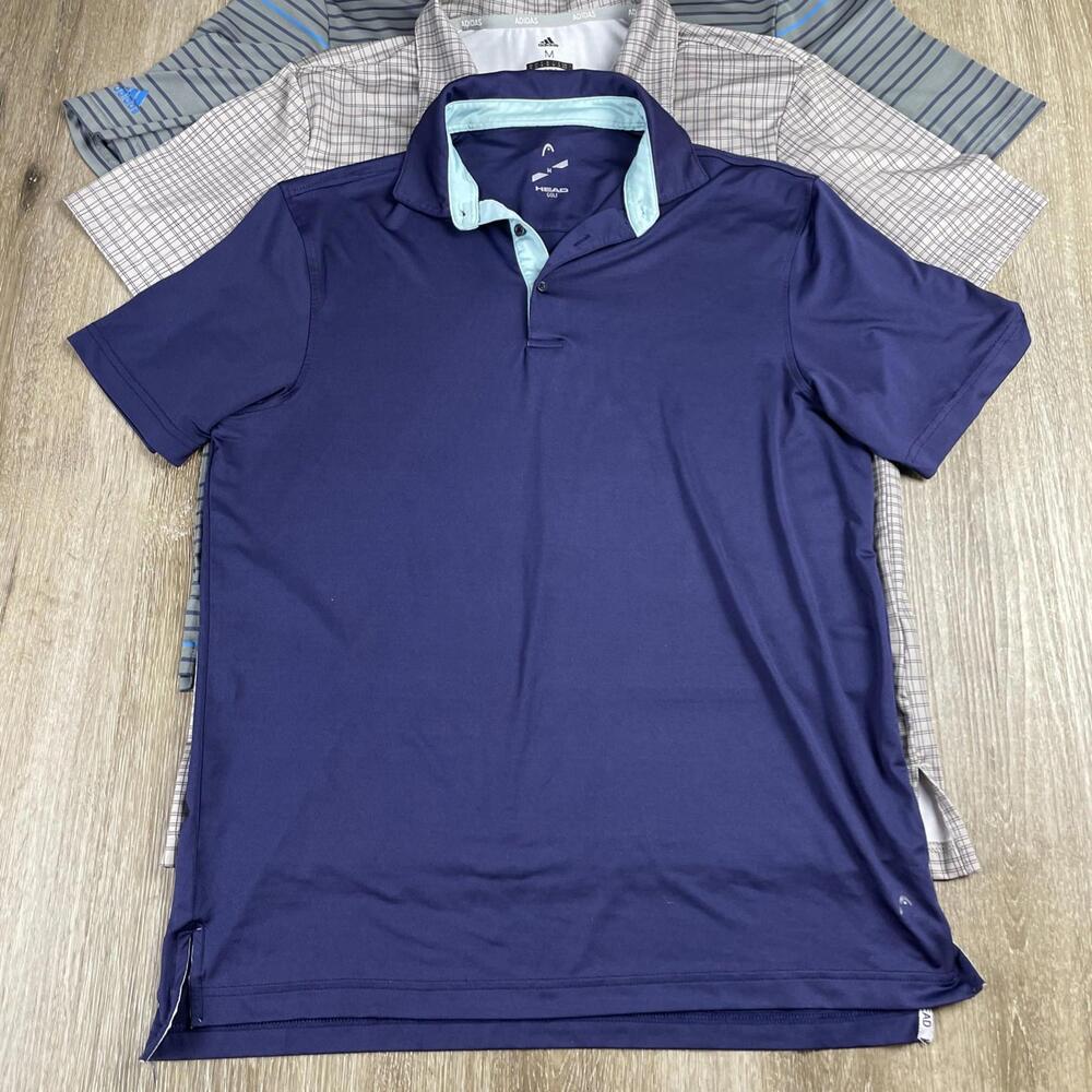(Lot of 3) Adidas Head Golf Performance Polos Men's M Striped Stretch Contrast - Picture 5 of 16